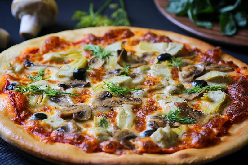 Truffle mushroom pizza with aged parmesan